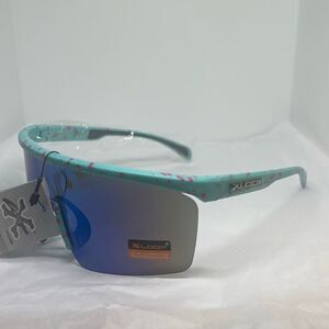 XLoop Sport Shield Sunglasses – Blue Frame, Mirrored Lens, UV400 Protection, Pol